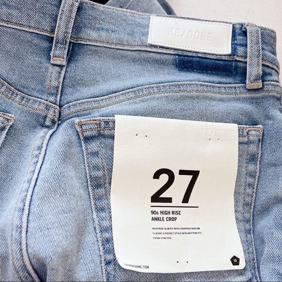 Re/Done 90s High Rise Ankle Crop in Worn Bright Blue size 27” - Picture 7 of 9